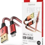 HAMA Polnilni kabel, USB-A v Lightning, 1.5m, rdeč