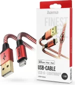 HAMA Polnilni kabel, USB-A v Lightning, 1.5m, rdeč