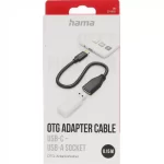 HAMA Adapter kabel "OTG", USB-A(ž) v USB-C(m), 0.15m, črn
