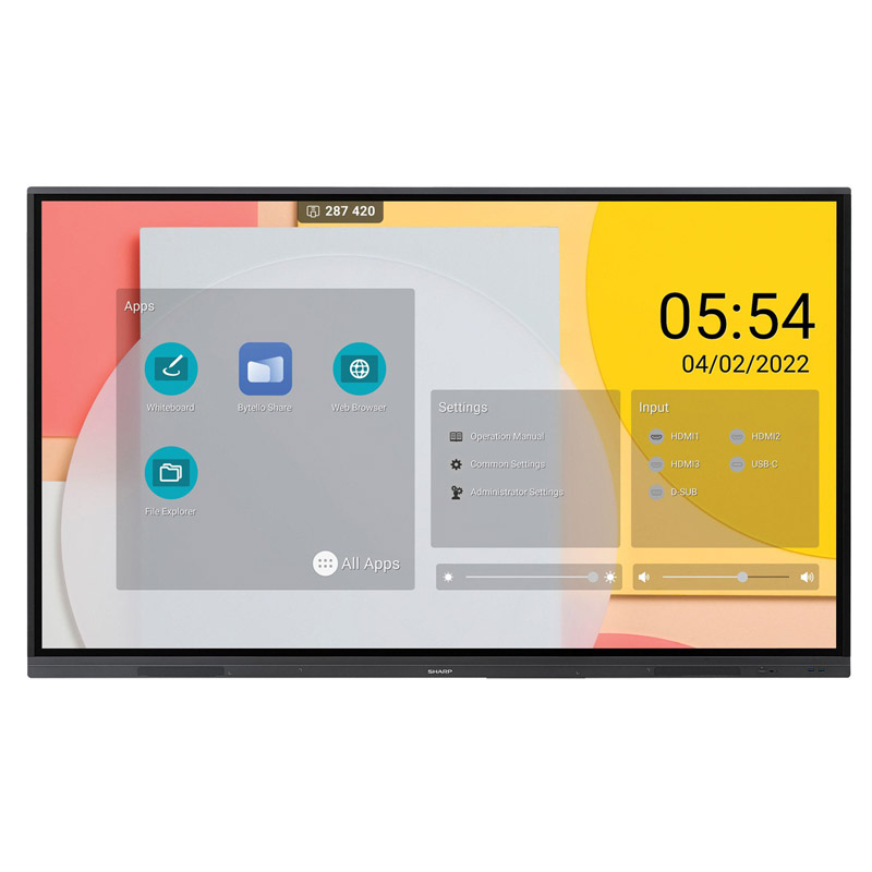 143866 SHARP PN-L652B 165,1cm (65") 16/7 3840x2160 UHD na dotik informacijski monitor - slika 1