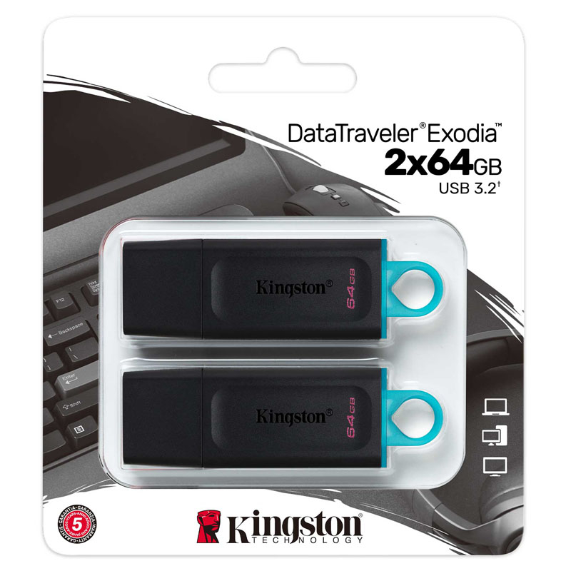 147768_1 KINGSTON DataTraveler Exodia 64GB USB 3.2 Gen1 DTX/64GB-2P dvojno pakiranje USB ključ - slika 1
