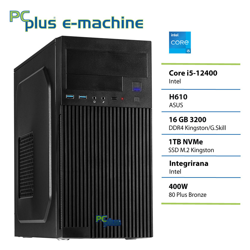 148004 PCPLUS e-machine i5 12400 16GB 1TB SSD namizni računalnik - slika 1