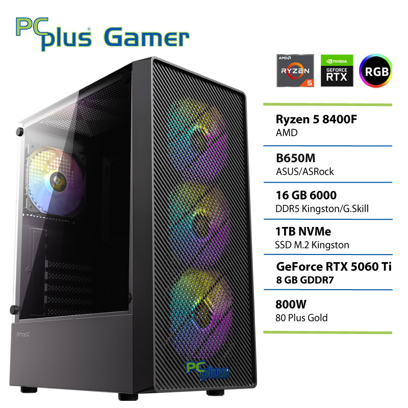 148342 PCPLUS Gamer Ryzen 5 8400F 16GB 1TB RTX 5060Ti 8GB gaming namizni računalnik - slika 1