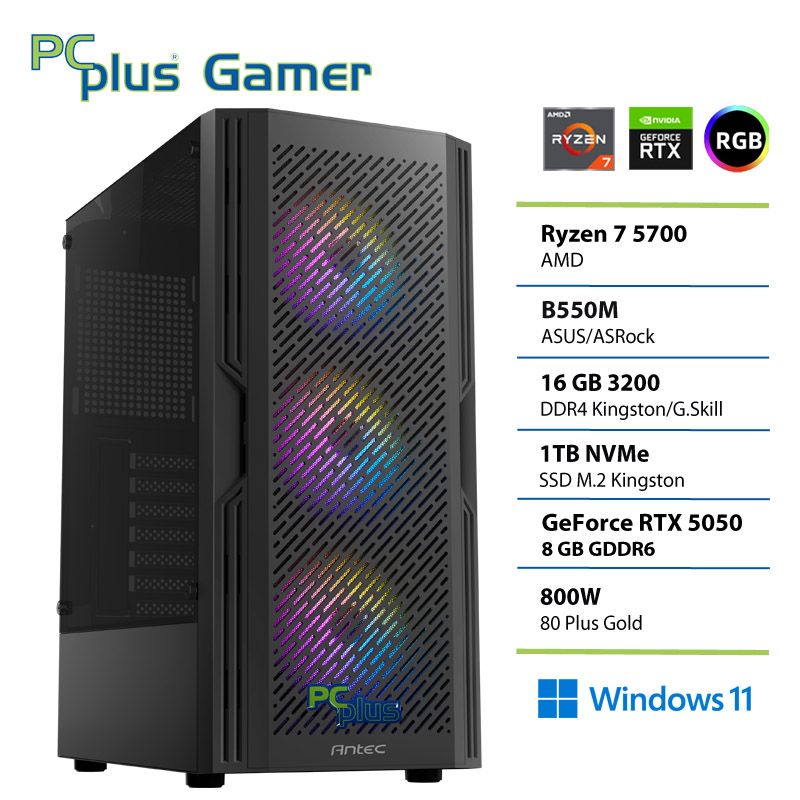 148356_2 PCPLUS Gamer Ryzen 7 5700 16GB 1TB SSD RTX 5050 8GB Windows 11 Home gaming namizni računalnik - slika 1
