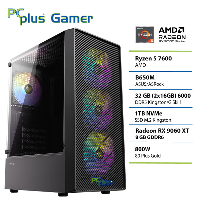 148675 PCPLUS Gamer Ryzen 5 7600 32GB 1TB SSD RX 9060XT 8GB gaming namizni računalnik - slika 1