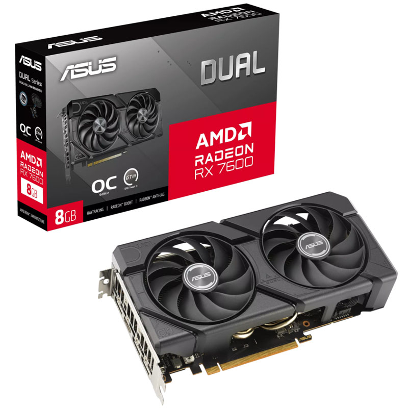 148961 ASUS Dual Radeon RX 7600 8GB GDDR6 OC DUAL-RX7600-O8G-EVO grafična kartica - slika 1