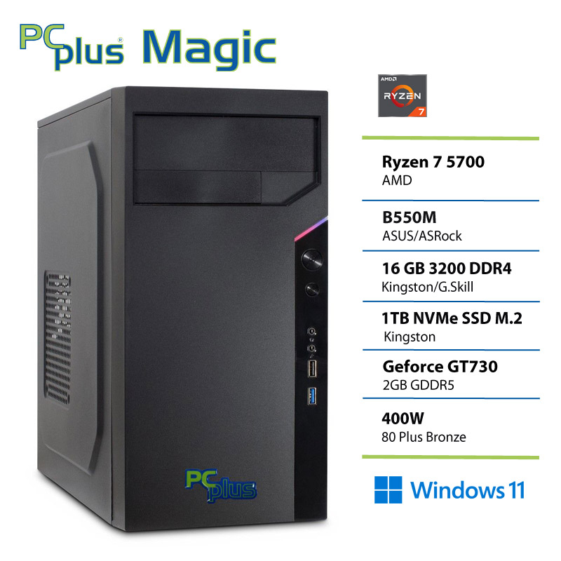 148977_2 PCPLUS Magic Ryzen 7 5700 16GB 1TB SSD GT730 Windows 11 Pro namizni računalnik - slika 1