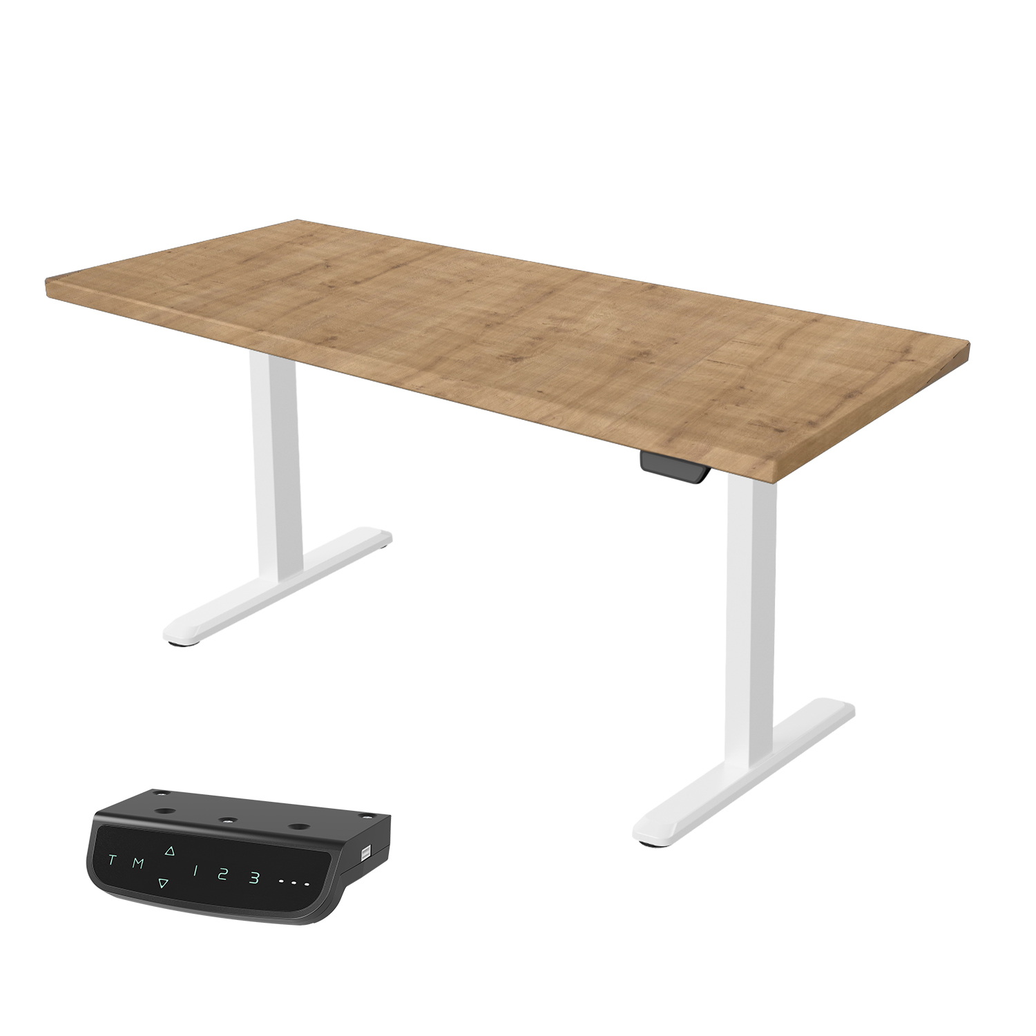 stdChaledwhite1 UVI STANDARD V2 električna dvižna miza - Chalet Oak in bel okvir - slika 1
