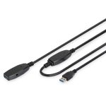 DIGITUS Active USB 3.0 (M) na USB 3.0 (Ž) SuperSpeed 10m črni podaljševalni kabel