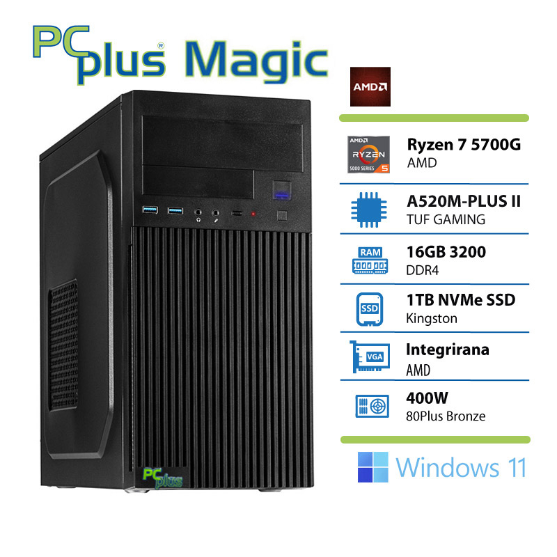 149858 PCPLUS Magic Ryzen 7 5700G 16GB 1TB SSD Windows 11 Home namizni računalnik - slika 1