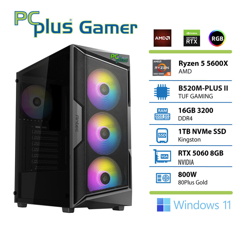 149929 PCPLUS Gamer Ryzen 5 5600 16GB 1TB SSD RTX 5060 OC 8GB Windows 11 Home gaming namizni računalnik - slika 1